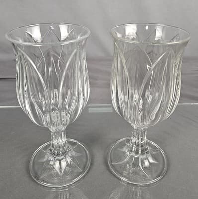 Vintage Cris D'arques Durand Crystal Pompano Tulip Water Goblets Set Of 2 - Thumbnail 2