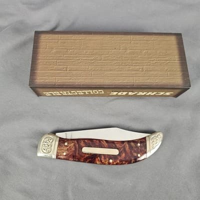 SchradeE Limited Issue 2009 SCLH Hand Made Wild Horses Folding Knife with Box - Thumbnail 4