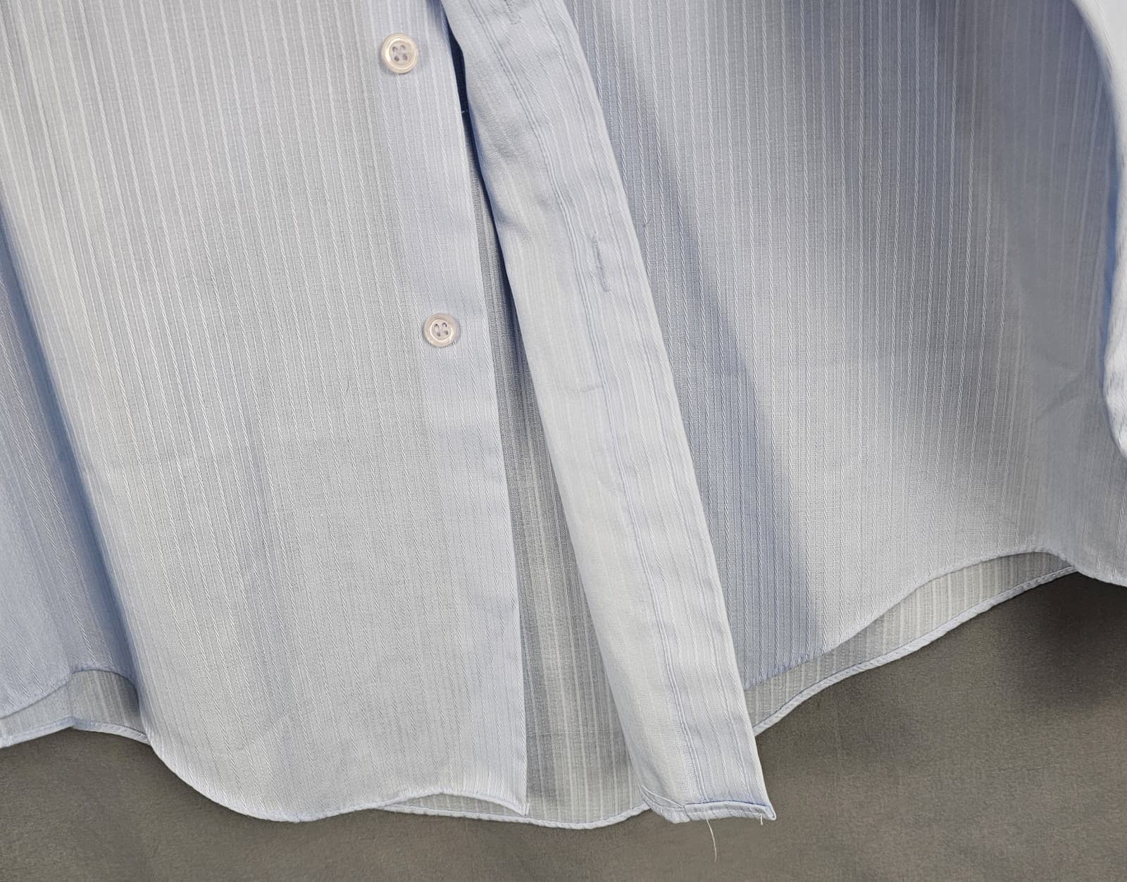 Sears Mens Dress Shirt, 17 34/35 Regular Cut, Blue w verticle rib weeve L Sleeve - Thumbnail 5