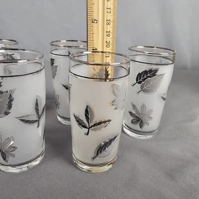 Libbey Vintage Silver Leaf Small 4” Juice / Shot Glasses, Set Of 5 - Thumbnail 5