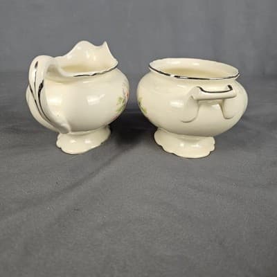 Vintage Homer Laughlin Virginia Rose Creamer Sugar Bowl G52 N8, F52 N8 - Thumbnail 9