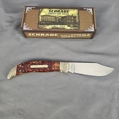 SchradeE Limited Issue 2009 SCLH Hand Made Wild Horses Folding Knife with Box - Thumbnail 11
