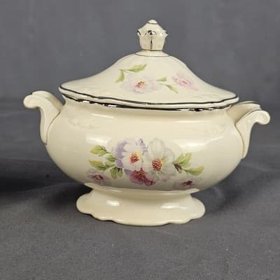 Vintage Homer Laughlin Virginia Rose Creamer Sugar Bowl G52 N8, F52 N8 - Thumbnail 4