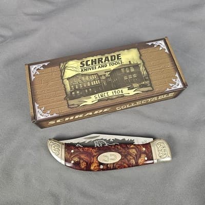 SchradeE Limited Issue 2009 SCLH Hand Made Wild Horses Folding Knife with Box - Thumbnail 3