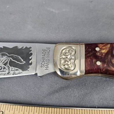 SchradeE Limited Issue 2009 SCLH Hand Made Wild Horses Folding Knife with Box - Thumbnail 9