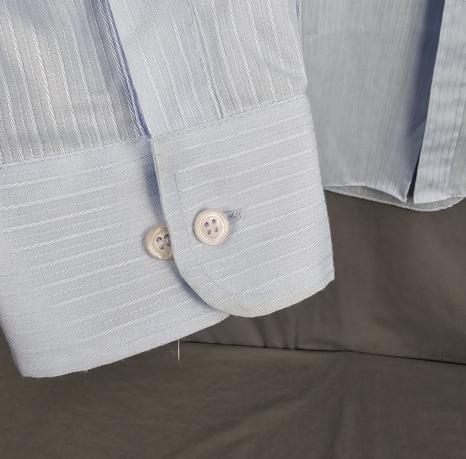 Sears Mens Dress Shirt, 17 34/35 Regular Cut, Blue w verticle rib weeve L Sleeve - Thumbnail 6