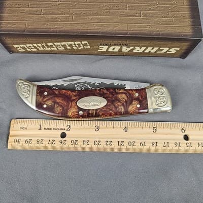 SchradeE Limited Issue 2009 SCLH Hand Made Wild Horses Folding Knife with Box - Thumbnail 5