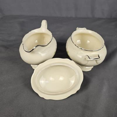 Vintage Homer Laughlin Virginia Rose Creamer Sugar Bowl G52 N8, F52 N8 - Thumbnail 8