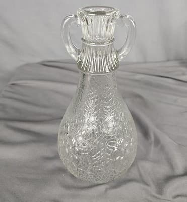 Antique/Vintage White House Vinegar Bottle Clear Cabbage Rose Pattern 9 1/2 in. - Thumbnail 2