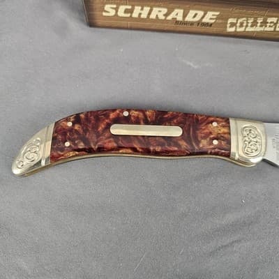 SchradeE Limited Issue 2009 SCLH Hand Made Wild Horses Folding Knife with Box - Thumbnail 12