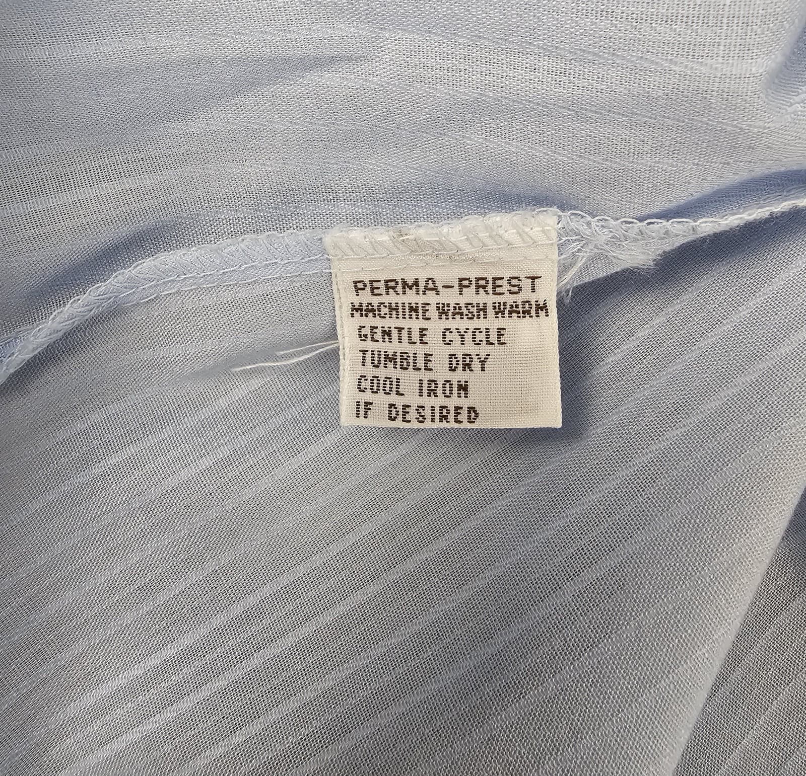 Sears Mens Dress Shirt, 17 34/35 Regular Cut, Blue w verticle rib weeve L Sleeve - Thumbnail 7