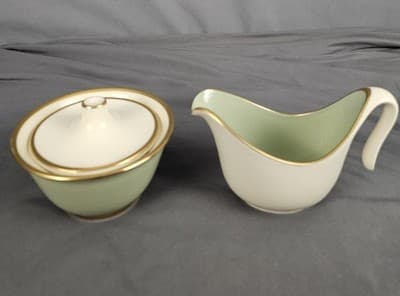 Vintage Taylor Smith Heritage Celadon Green Cream & Sugar Bowl w/ Lid - Thumbnail 2
