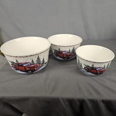 Red Truck Design Vintage Holiday Country Kitchen Collection 3 Pc - Thumbnail 3