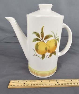 Harmoney House Teapot w Lid Tangerine Ironstone Sears Retro Vintage - Thumbnail 10