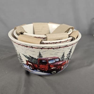 Red Truck Design Vintage Holiday Country Kitchen Collection 3 Pc - Thumbnail 2