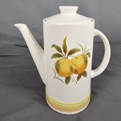 Harmoney House Teapot w Lid Tangerine Ironstone Sears Retro Vintage - Thumbnail 2