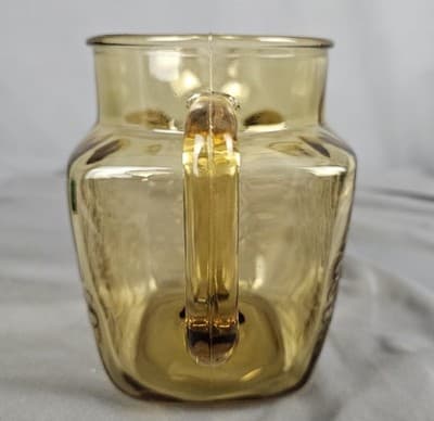 Vintage Federal Glass Amber Madrid Pattern Pitcher Square 5.5" Tall MCM - Thumbnail 5