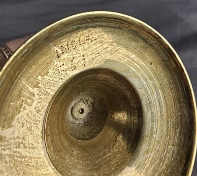Vintage Brass Vase Etched Ruffle Edge 9" Tall - Thumbnail 5