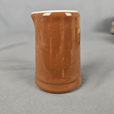 Vintage Hall Hotel Restaurant Ware 2.75" Individual Creamer Brown - Thumbnail 2