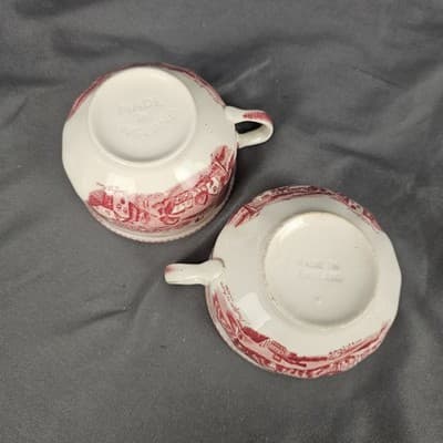 Tea Cup Penshurst Kentin Stratford On Avon 1792 England Pink Transferware Set/2 - Thumbnail 6