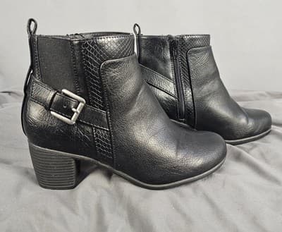 Womens Black Zip up Ankle High Heel boots, US 7W Kohl's RN#73277 - Thumbnail 3