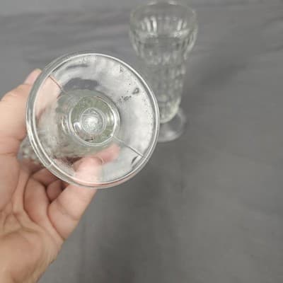 2 Parfait Soda Fountain Glasses Jeanette Ribbed 5.5" 1930’s Vintage Clear - Thumbnail 4