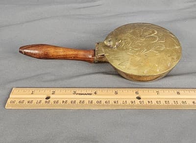 Brass Silent Butler Ash Pan Hinged Lid Crumb Catcher Sand Dollar Embossed India - Thumbnail 5