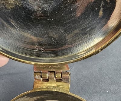 Brass Silent Butler Ash Pan Hinged Lid Crumb Catcher Sand Dollar Embossed India - Thumbnail 7
