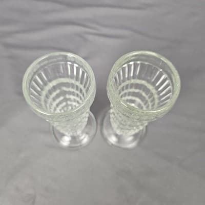 2 Parfait Soda Fountain Glasses Jeanette Ribbed 5.5" 1930’s Vintage Clear - Thumbnail 3