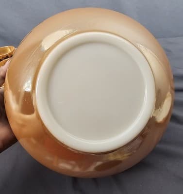 Vintage 1950's Anchor Hocking Peach Luster Ivy Leaves Punch Bowl Set 14 Piece - Thumbnail 16