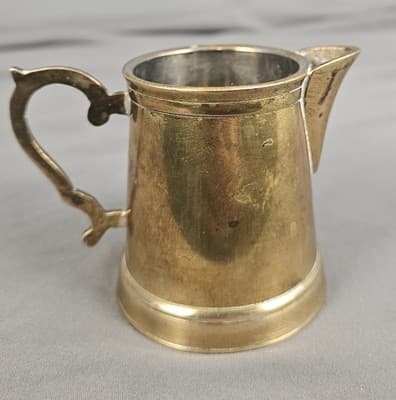 Brass Creamer Small Pitcher Vintage 3" Tall - Thumbnail 3