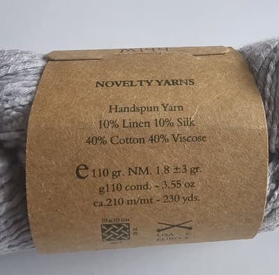 Feza Alp Natural Handspun Yarn Gray Linen Silk Cotton Biscose 230yd 3.55oz - Thumbnail 5