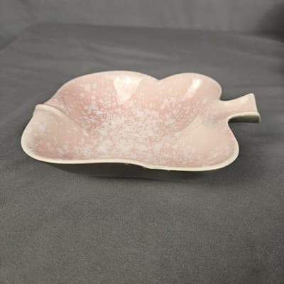 Vintage Royal Copley Four Leaf Clover Candy Dish Pink Green USA Pottery - Thumbnail 3