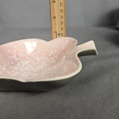 Vintage Royal Copley Four Leaf Clover Candy Dish Pink Green USA Pottery - Thumbnail 10