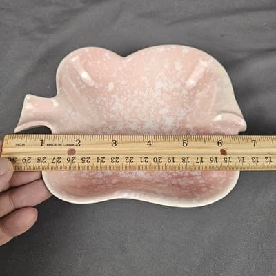 Vintage Royal Copley Four Leaf Clover Candy Dish Pink Green USA Pottery - Thumbnail 9