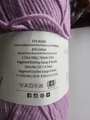 Euro Baby Babe softcotton Violet Worsted Yarn 55% Acrylic 45% Cotton Purple - Thumbnail 2