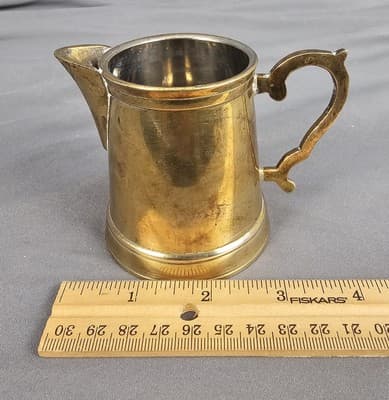 Brass Creamer Small Pitcher Vintage 3" Tall - Thumbnail 5
