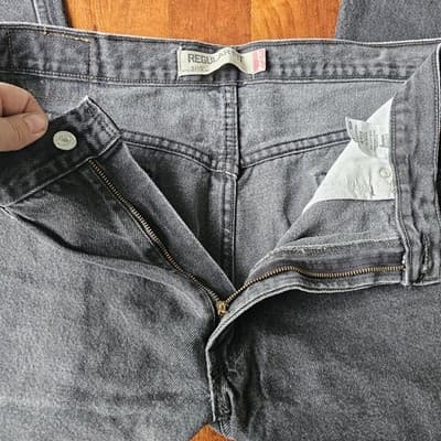 Levis 505 Jeans Mens 36w Black Denim Cotton Mid Rise Regular Fit Straight 36x26 - Thumbnail 5