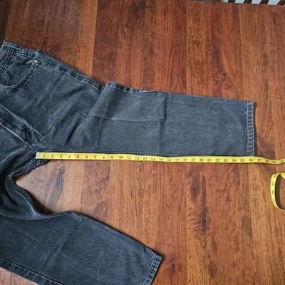 Levis 505 Jeans Mens 36w Black Denim Cotton Mid Rise Regular Fit Straight 36x26 - Thumbnail 11