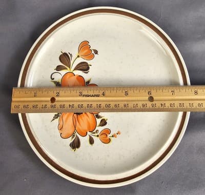 Vintage 70s Valencia Stoneware 7.75" Salad Plates Orange Floral Japan - Thumbnail 4