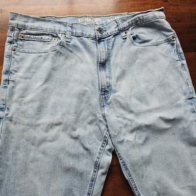 Signature Levi Strauss Regular Fit Tapered Jeans S47 Lt Blue Denim Button 38/32 - Thumbnail 3