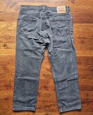 Levis 505 Jeans Mens 36w Black Denim Cotton Mid Rise Regular Fit Straight 36x26 - Thumbnail 2
