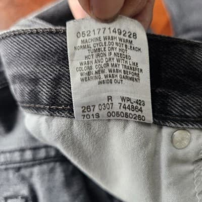 Levis 505 Jeans Mens 36w Black Denim Cotton Mid Rise Regular Fit Straight 36x26 - Thumbnail 10