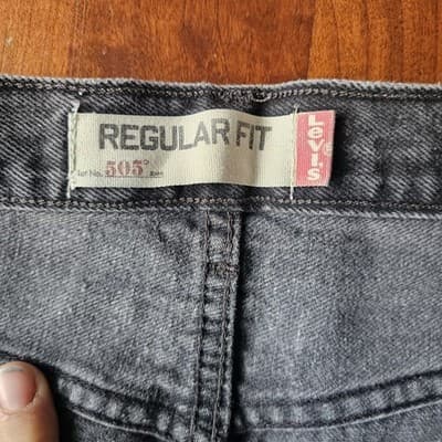 Levis 505 Jeans Mens 36w Black Denim Cotton Mid Rise Regular Fit Straight 36x26 - Thumbnail 8