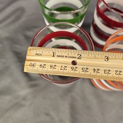 Anchor Hocking Striped Drinking Glasses 4.75" Orange Red Green White Set of 4 - Thumbnail 8