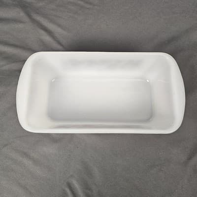 Vtg White Glasbake J522 - 1 1/2 Quart USA Loaf Pan Dish Bakeware Brown Flowers - Thumbnail 3