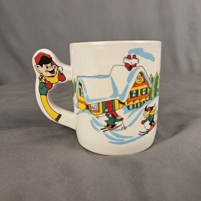 Vintage 1990s The Love Mug Elf Themed Christmas Coffee Mug - Thumbnail 2