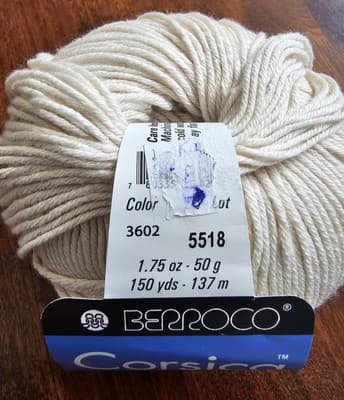 Yarn Berroco Corsica Creme Col 3602 90% Cotton 10% Cashmere 1.75oz, 150ydUS 5-6 - Thumbnail 2