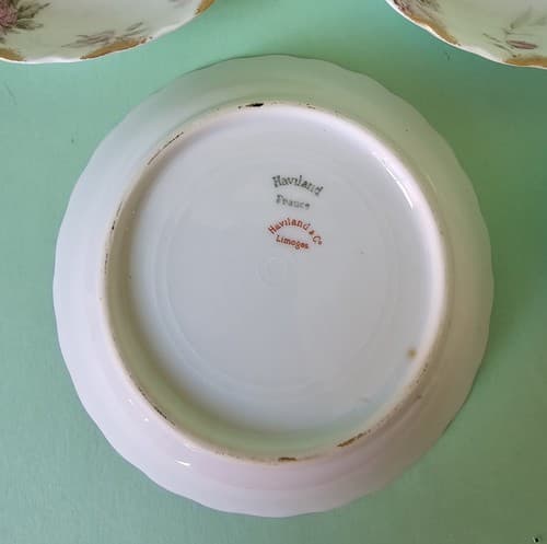 Haviland Limoges Bowls Berry Sauce 5 pc Dishes Roses Schleiger Gold France Fruit - Thumbnail 5