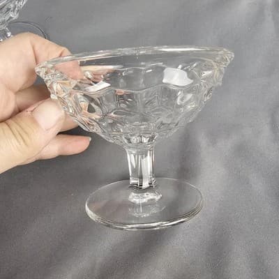 Fostoria American Clear Cube 3” Tall Sherbets Wide Diameter 4.25" Lot of 4 - Thumbnail 5